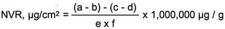 Calculation formula for non volatile residue